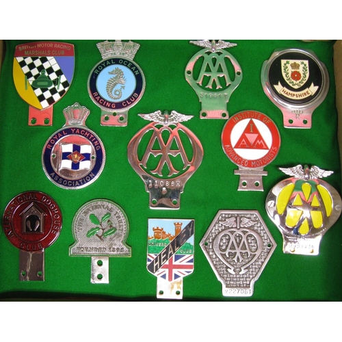 65 - Twelve car badges to include: Royal Ocean Racing Club, British Motor Racing Marshalls Club, Healey D... 