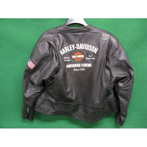 66 - Harley-Davidson Made in USA leather jacket with branded zip fobs, badge and stitched back wording, s... 