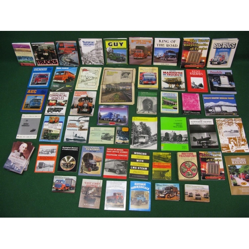 76 - Box of approx forty five mostly hardback books on railway, trucks, shipping and air subjects