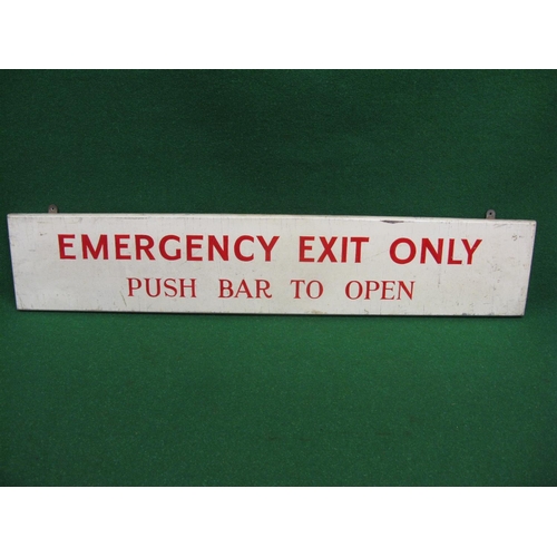 84 - Hand written wooden sign Emergency Exit Only, Push Bar To Open, red letters on a white ground - 42''... 