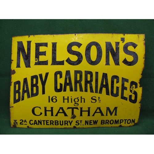 92 - Enamel sign for Nelsons Baby Carriages, 16 High Street, Chatham and 2A Canterbury Street, New Brompt... 