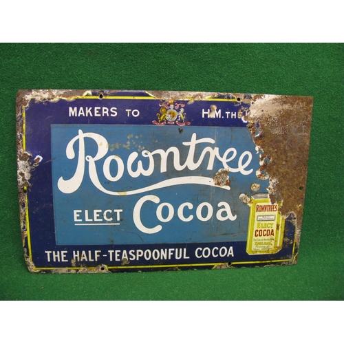 94 - Small enamel sign for Rowntree's Elect Cocoa, The Half Teaspoon Cocoa.  Makers To HM The King, with ... 