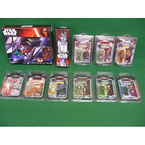 325 - Box of 21st century boxed Star Wars items to include: nine Kenner figures, R2-D2 and First Order Tie... 