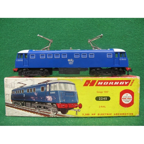 525 - 1964 boxed Hornby Dublo 2245 2 Rail overhead electric locomotive E3002 in BR blue