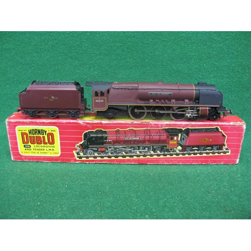 528 - Boxed Hornby Dublo 2226 2 Rail 4-6-2 tender locomotive No. 46245 City Of London in BR maroon