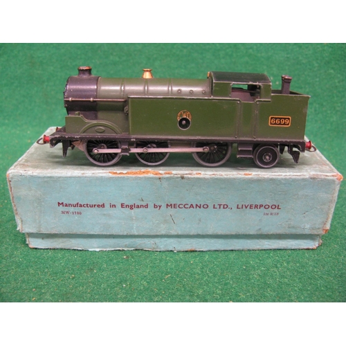 531 - Pre-war Hornby Dublo DL7 clockwork N2 0-6-0T No. 6699 in GWR green with an EDL7 GW box, working