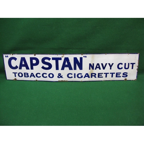 132 - Enamel advertising sign for Capstan Navy Cut Tobacco & Cigarettes, dark blue letters and border on a... 