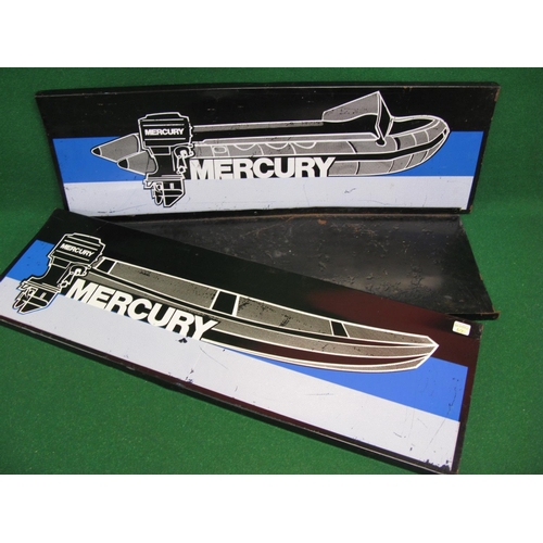 138 - Three modern metal shop fascia signs for Mercury Sail Power featuring boats and engines, in blue, bl... 