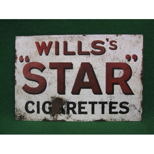 140 - Double sided enamel sign for Will's Star Cigarettes, black shaded red letters on a white ground - 18... 