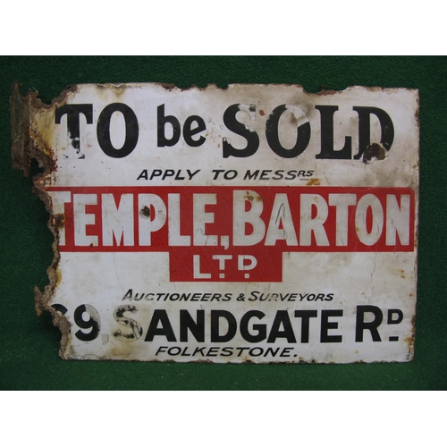 143 - Double sided enamel sign To Be Sold Apply To Messrs Temple, Barton Ltd Auctioneers & Surveyors, 69 S... 