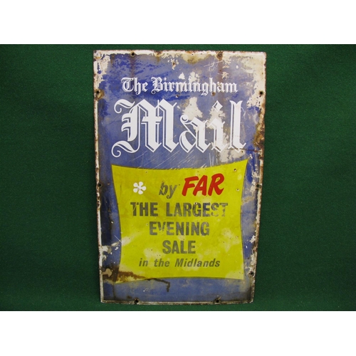 146 - Enamel sign for The Birmingham Mail By Far The Largest Evening Sale In The Midlands, white, black an... 