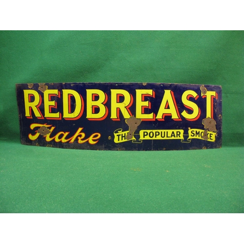 149 - Enamel sign for Redbreast Flake The Popular Smoke, red shaded yellow letters on a dark blue ground -... 