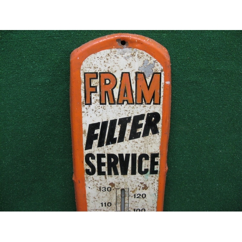 157 - Painted steel sign for Fram Filter Service featuring pictures of Fram oil and air filters as well as... 