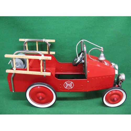 161 - Baghere metal childs pedal powered fire engine with steering, bell, hose and ladders - 38