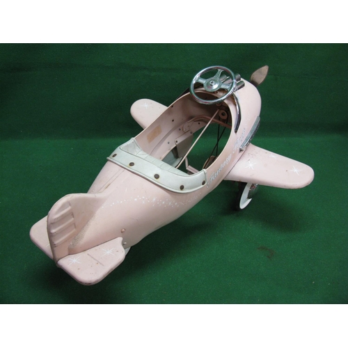 163 - Metal child's pedal plane Fantasy Flyer finished in pale pink and white with added brightwork.  Prop... 