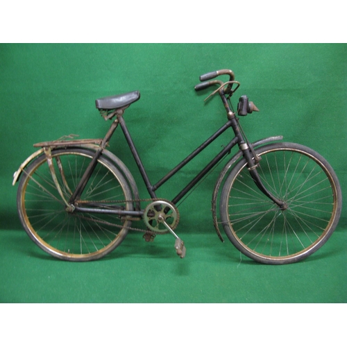 172 - Single gear Sun ladies bicycle with rod brakes, Mertons saddle and shrouded (blackout) front lamp.  ... 