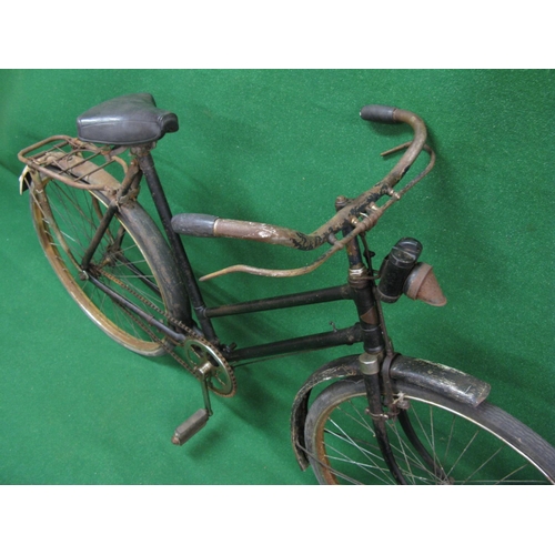 172 - Single gear Sun ladies bicycle with rod brakes, Mertons saddle and shrouded (blackout) front lamp.  ... 