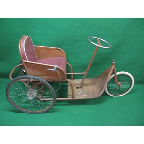 179 - French or Belgium hand propelled tricycle with luggage rack behind the seat plus a braked rear wheel... 