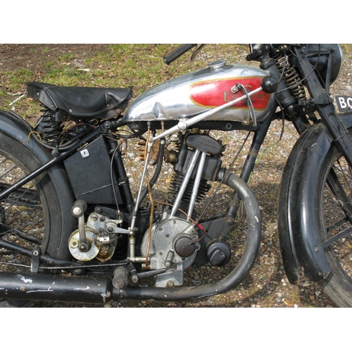 184 - 1935 Excelsior motorcycle.  Registration No. BOJ 781. 149cc OHV four stroke with Burman hand change ... 