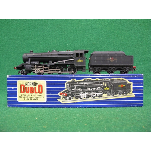 537 - Late 1950's Hornby Dublo LT25 3 Rail 8F 2-8-0 locomotive and tender No. 48158 in late BR black, boxe... 