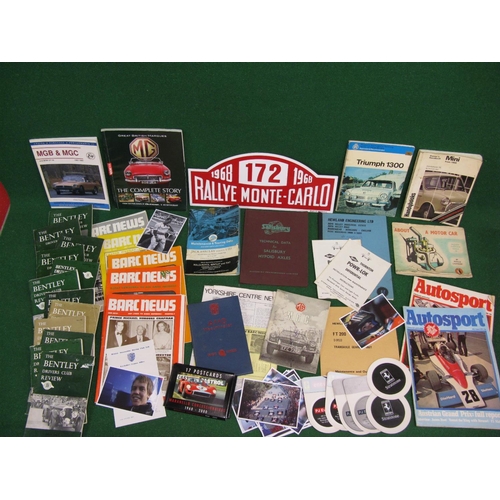 58 - Mixed motoring ephemera to include: 1960's/1970's Bentley Drivers Club Reviews, Jack Barclay Handboo... 