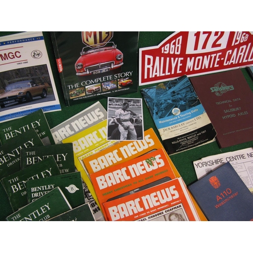 58 - Mixed motoring ephemera to include: 1960's/1970's Bentley Drivers Club Reviews, Jack Barclay Handboo... 