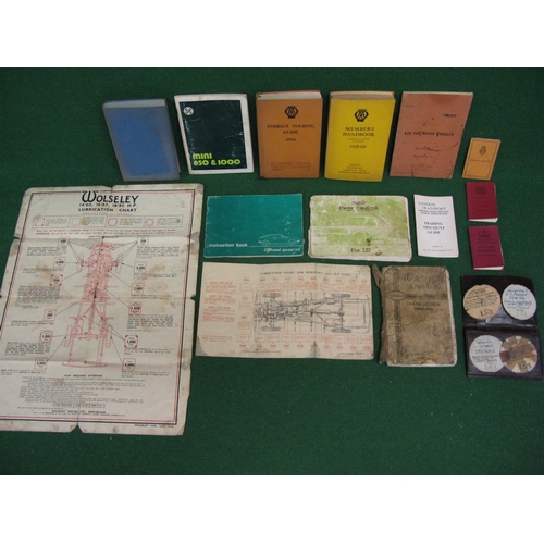 59 - Quantity of motoring ephemera including: AA Foreign Touring Guide 1956 and Handbook 1959-1960, Wolse... 