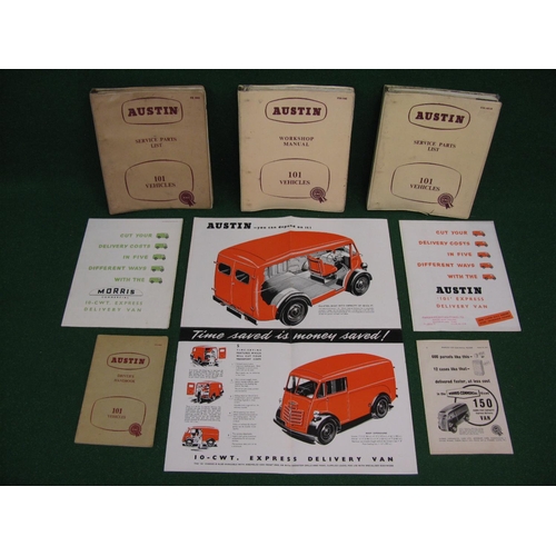 60 - 1950's Austin 101 and Morris Commercial 10cwt Express Delivery van items to comprise: workshop manua... 