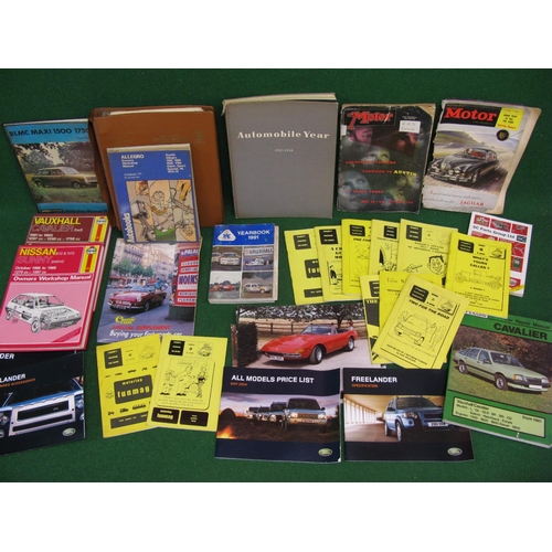 63 - Workshop manuals for Cavalier, Maxi, Sunny, Allegro and Toledo, a hardback copy of Automobile Year 1... 