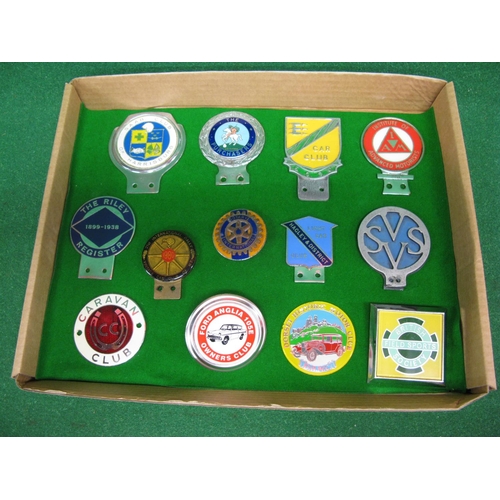 84 - Thirteen car badges to include: Hagley & District Light Car Club, Vintage Car Club Of NZ 21st Intern... 