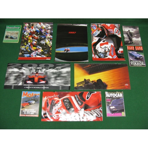 93 - Large colour calendars for: Formula 1 in 2000 and 2002 together with Motorcycle Racing in 1995, 1996... 