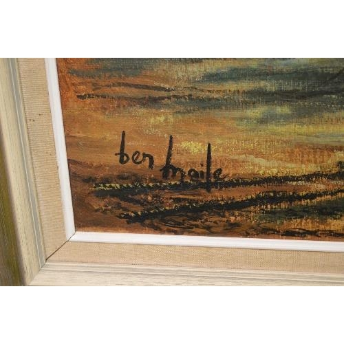 188 - Ben Maile, oil on canvas of a beached fishing boat, signed bottom left - 35.25