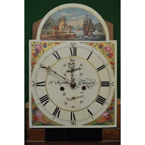 197 - William Reynolds of Launceston, Cornwall, mahogany cased grandfather clock having painted dial with ... 