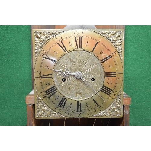 198 - Thomas Gilks, Sibford, 18th century oak cased grandfather clock having brass dial with black Roman N... 