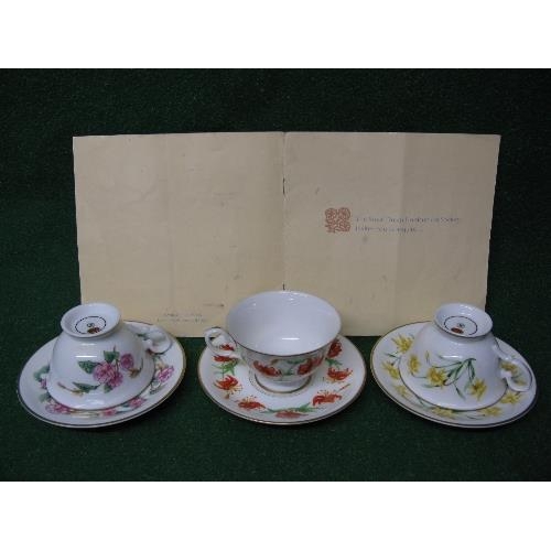 234 - Set of twelve Franklin porcelain floral decorated tea cups and saucers with stands