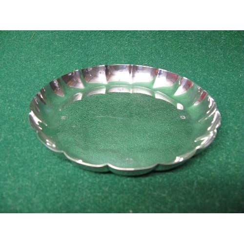 398 - Circular silver dish having scalloped edges - 7.5