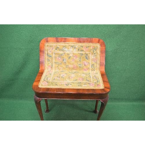 4 - 20th century mahogany card table having cross banded top opening to reveal floral decorated baize, s... 