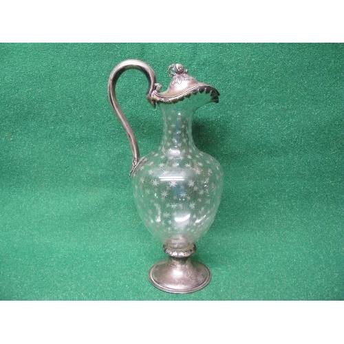 401 - Cut glass and silver claret jug by Lambert, Coventry, marked for London - 14.5