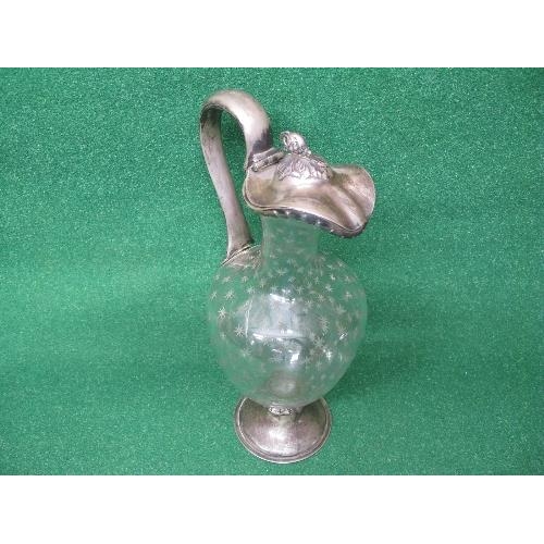 401 - Cut glass and silver claret jug by Lambert, Coventry, marked for London - 14.5