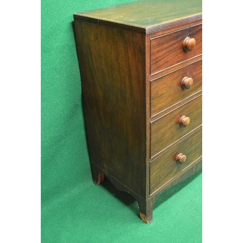 41 - 19th century mahogany chest of drawers having crossbanded top over two short and three long graduate... 