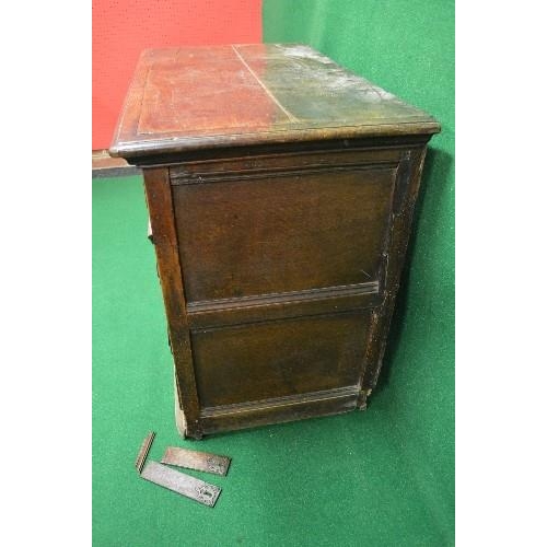 50 - Oak Jacobean chest of drawers the top having moulded edge over four long graduated drawers with bras... 