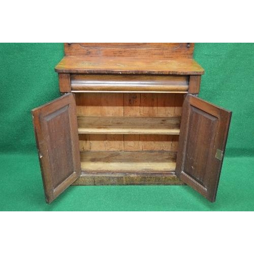 6 - Victorian mahogany chiffonier having raised back over single drawer and two cupboard doors, standing... 