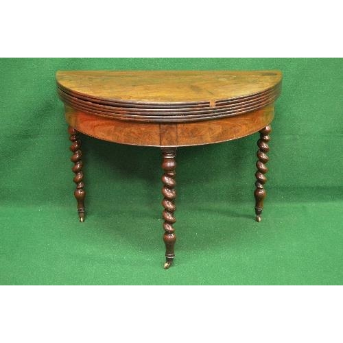 64 - 19th century mahogany fold over tea and card table the D shaped top lifting to reveal solid surface ... 