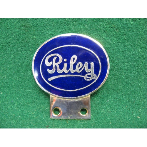 133 - Boxed enamel car badge for Riley with accompanying letter from Kenneth Parr of Riley Motors-Birmingh... 