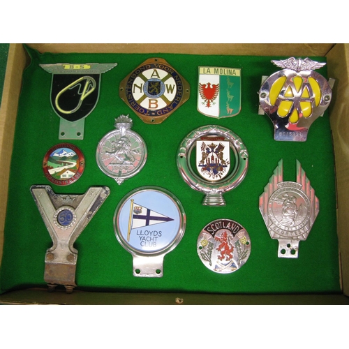 136 - Eleven car badges to include: Brooklands, Scotland, St Christopher Safety & Courtesy, Lloyds Yacht C... 