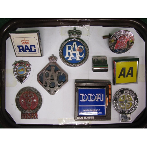 139 - Eight car badges to include: three different RAC, Craven Old Wheels Society, British Medical Associa... 