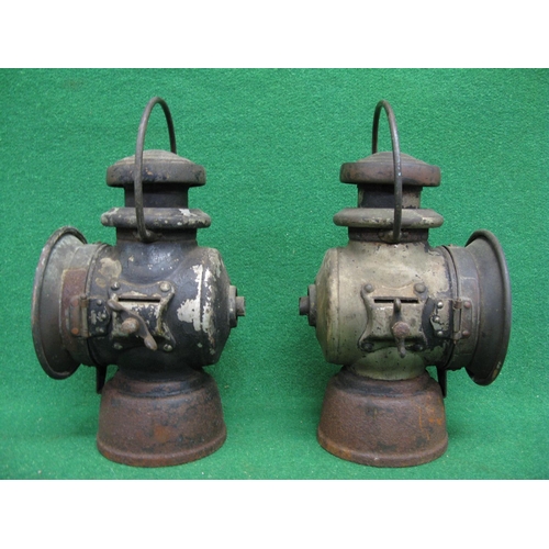 150 - Pair of side mounting paraffin front lamps made by Jos.Lucas Ltd-Birmingham - total height to top of... 