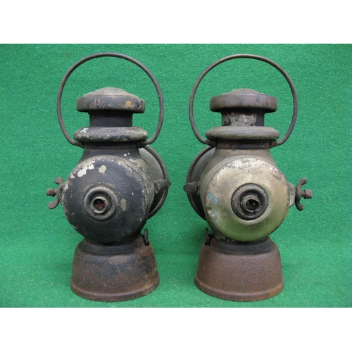 150 - Pair of side mounting paraffin front lamps made by Jos.Lucas Ltd-Birmingham - total height to top of... 