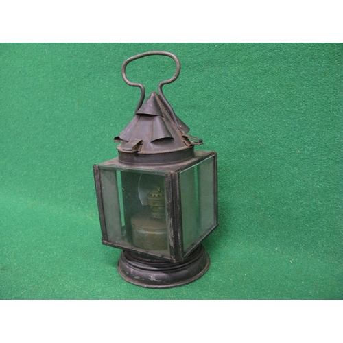 168 - Unusual paraffin railway lamp with rotating upper body (probably originally had coloured glass).  Bu... 