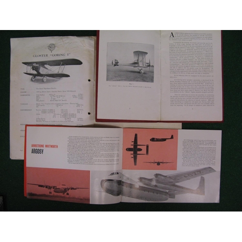 172 - Quantity of aviation booklets/brochures for Bristol, Gloster, Hawker Sidderley, Handley Page, Armstr... 